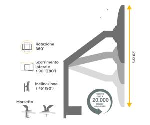 Braccio portamonitor singolo Platinum Series - 16737 - 2