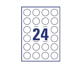 Etichette adesive tonde L4850 in carta rimovibili diametro 37 mm 24 etichette per foglio 25 fogli bianco Avery L4851REV - 22004 - 1