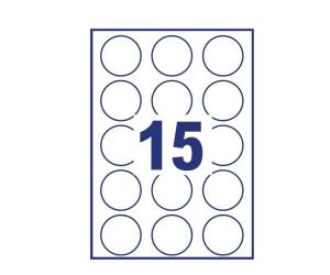 Etichette adesive tonde L4850 in carta rimovibili diametro 51 mm 15 etichette per foglio 25 fogli bianco Avery L4853REV - 21994 - 1