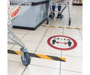 Pittogramma adesivo da terra Mantenere la distanza di sicurezza diametro 43 cm - 22777 - 1