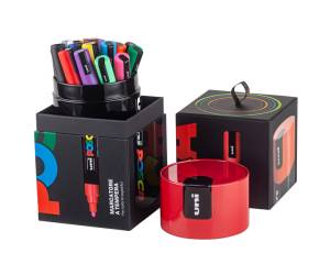 Marcatore Uni Posca PC5M - con coperchio rosso - punta media - colori assortiti - gift box 18 pezzi - Uni Mitsubishi - M 84008547 - 8059484008547 - DMwebShop - 19