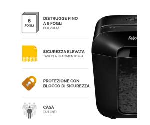 Distruggidocumenti LX-25 - a frammenti - nero - Fellowes - 4170501 - 43859769018 - DMwebShop - 1