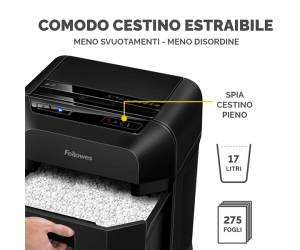 Distruggidocumenti automatico - a mini frammento - 80 M - Fellowes - 4621501 - 50043859782500 - DMwebShop - 3