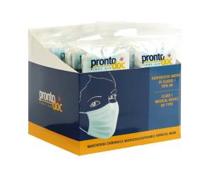Mascherina chirurgica monouso - tipo IIR - 3 veli - celeste - conf. 10 pezzi - Prontodoc - 4178 - 8000957417809 - DMwebShop - 1