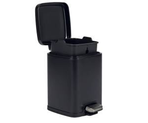 Bidone Pico - con pedale e vaschetta - 4 lt - nero satinato - Perfetto - 28151 - 8052474281517 - DMwebShop - 1