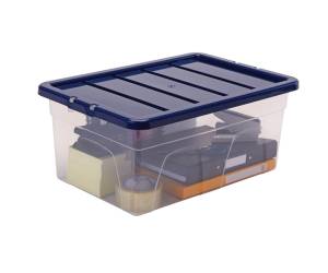 Contenitore multiuso 37 x 56 x 25 cm - 38 lt - PP - con coperchio blu - trasparente - Fellowes - Bankers Box - 100135772 - 43859804856 - DMwebShop - 1