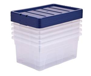 Contenitore multiuso 37 x 56 x 25 cm - 38 lt - PP - con coperchio blu - trasparente - Fellowes - Bankers Box - 100135772 - 43859804856 - DMwebShop - 3