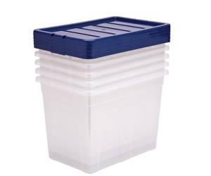 Contenitore multiuso 38 x 56 x 41 cm - 64 lt - PP - con coperchio blu - trasparente - Fellowes - Bankers Box - 100135773 - 43859804863 - DMwebShop - 4