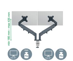 Braccio salvaspazio - per 2 monitor - grigio scuro - Leitz - 65370089 - 4002432134687 - DMwebShop - 1