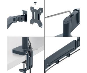 Braccio salvaspazio - per 2 monitor - grigio scuro - Leitz - 65370089 - 4002432134687 - DMwebShop - 2