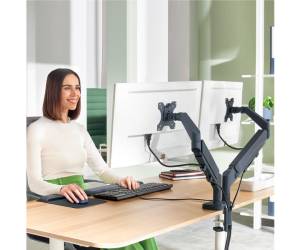 Braccio salvaspazio - per 2 monitor - grigio scuro - Leitz - 65370089 - 4002432134687 - DMwebShop - 3