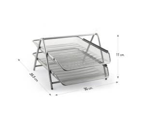 Vaschetta portacorrispondenza 2 ripiani 35,5 x 30 x 21 cm rete metallica argento - 10565 - 1