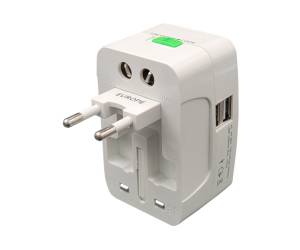 Adattatore da viaggio universale 2 prese USB bianco Melchioni - 28272 - 1