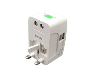 Adattatore da viaggio universale 2 prese USB bianco Melchioni - 28272 - 2