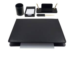 Servizio scrittoio art 119 nero in similpelle 5 componenti - 26664 - 1