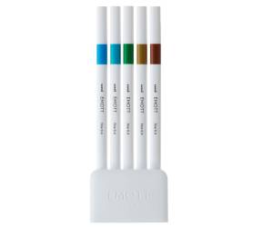 Fineliner Emott - tratto 0,4 mm - colori assortiti island - conf. 5 pezzi - Uni Mitsubishi - M PEM-SY 5C 4 - DMwebShop - 1