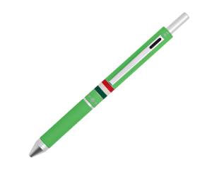 Penna a sfera a scatto multifunzione fusto verde chiaro gommato Italia - 26649 - 1