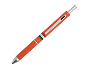 Penna a sfera a scatto multifunzione fusto verde arancione gommato Italia - 26648 - 1