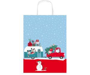Shopper in carta kraft con manici 36 x 46 x 12 cm fantasia natale - 29827 - 2
