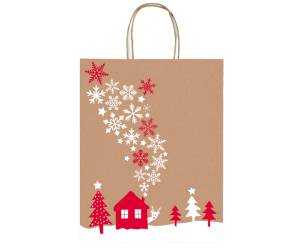 Shopper in carta kraft con manici 36 x 46 x 12 cm fantasia natale - 29827 - 4