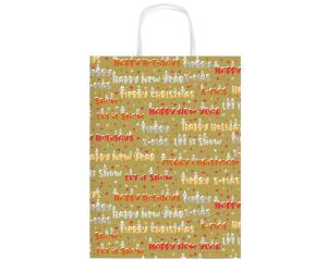 Shopper in carta kraft con manici 36 x 46 x 12 cm fantasia natale - 29827 - 5