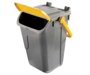 Contenitore portarifiuti Ecology con sportello e maniglione 35 lt grigio giallo - 27499 - 1