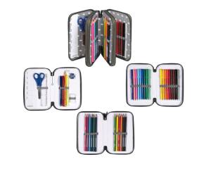 Astuccio Colors 3 zip 13 x 20 x 7,5 cm tessuto colori assortiti - 21774 - 7