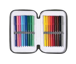 Astuccio Colors 3 zip 13 x 20 x 7,5 cm tessuto fantasie assortite - 21808 - 3