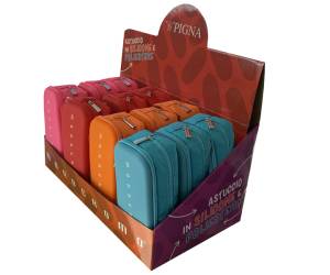 Astuccio 2 zip Monocromo 21 x 5 x 9 cm silicone poliestere colori assortiti - 27569 - 1