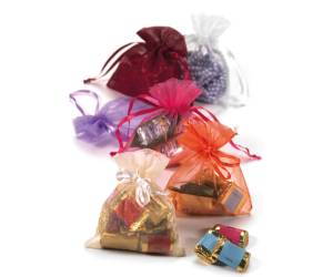 Sacchetti bomboniera Milly 8,5 x 10 cm organza avorio - 22157 - 1