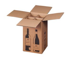 Scatola Wine Pack 4 bottiglie 21,2 x 20,4 x 36,8 cm cartone doppia onda avana - 27400 - 1