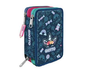 Astuccio 3 zip Candy collection 19,5 x 7,5 x 12,9 cm tessuto fantasie assortite - 25182 - 2