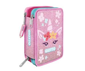 Astuccio 3 zip Candy collection 19,5 x 7,5 x 12,9 cm tessuto fantasie assortite - 25182 - 3