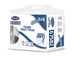 Carta igienica interfogliata EasyBag - 15,5 gr - strappo 11 x 19 cm - pacco da 250 strappi - conf. 24 pezzi - Bulkysoft - 67582 - 8018426675827 - DMwebShop
