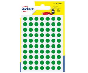 Etichette adesive tonde PSA - in carta - permanenti - diametro 8 mm - 70 etichette per foglio - 7 fogli - verde - Avery - PSA08V - 5014702026294 - DMwebShop