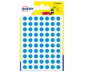Etichette adesive tonde PSA - in carta - permanenti - diametro 8 mm - 70 etichette per foglio - 7 fogli - blu - Avery - PSA08B - 5014702026287 - DMwebShop