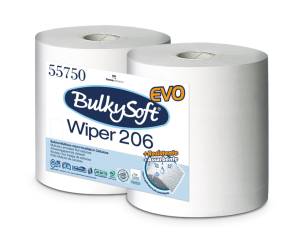 Bobina asciugatutto Classic 2 veli 26 cm x 208 mt diametro 26 cm 18 gr microgoffrata bianco Bulkysoft 55750 - 1706