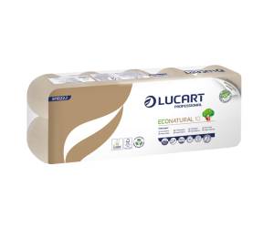 Carta igienica EcoNatural 9,5 cm x 19 - 8 mt 15 gr diametro 10 cm 180 strappi pacco 10 rotoli Lucart 811822J - 292