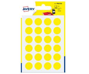 Etichette adesive tonde PSA in carta permanenti diametro 15 mm 24 etichette per foglio 7 fogli giallo Avery PSA15J - 3508