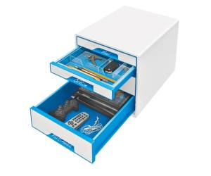 Cassettiera Cube 28,7 x 27 x 36,3 cm 4 cassetti bianco azzurro - 22075 - 1