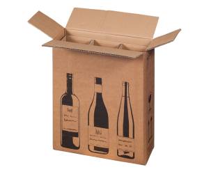 Scatola Wine Pack 3 bottiglie 30,5 x 10,8 x 36,8 cm cartone doppia onda avana - 27401 - 1