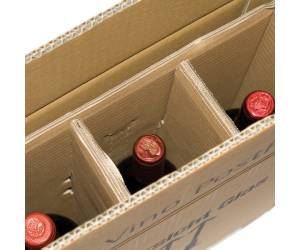 Scatola Wine Pack 3 bottiglie 30,5 x 10,8 x 36,8 cm cartone doppia onda avana - 27401 - 2