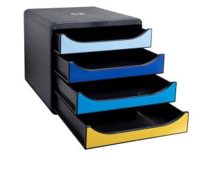 Cassettiera Big Box Bee Blue 4 cassetti A4 nero multicolore - 28715 - 1