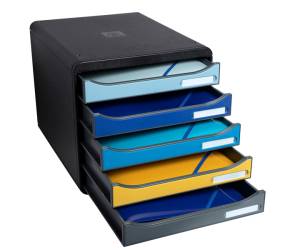 Cassettiera Big Box Plus Bee Blue 5 cassetti A4 nero multicolore - 28714 - 1