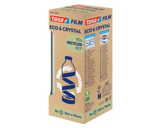Nastro adesivo Eco Crystal 19 mm x 33 mt PET trasparente torre 8 pezzi - 9451 - 1