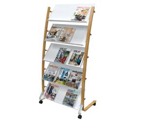 Portariviste da terra 5 tasche 51,5 x 83 x 163,3 cm legno ABS bianco - 12017 - 1