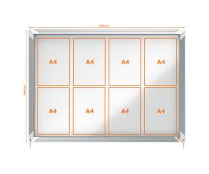 Bacheca per interni fondo in metallo 8 fogli A4 ante scorrevoli - 16501 - 3