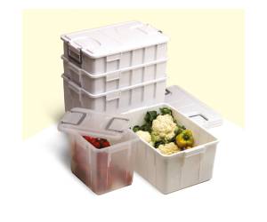 Contenitore Foodbox con coperchio 58x38 x 38 cm 60 lt PPL riciclabile bianco - 21753 - 1