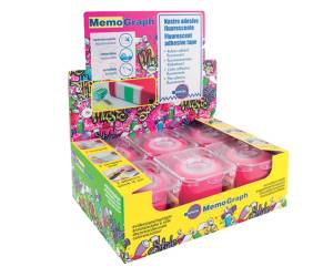 Nastro adesivo con dispenser Memograph 50 mm x 10 mt PVC rosa - 7246 - 1