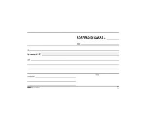 Blocco sospeso di cassa 50 fogli 2 copie autoautoricalcanti 10 x 17 cm - 3984 - 1